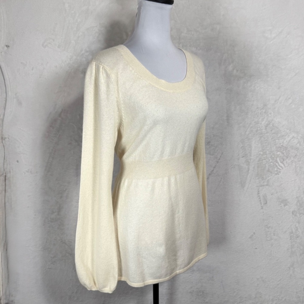 NWT Y2K Banana Republic Cream Babydoll Sweater Size L‎ Bell Sleeve Wool Cashmere - Picture 5 of 16